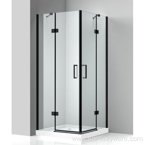 shower enclosure with lift and drop hinge